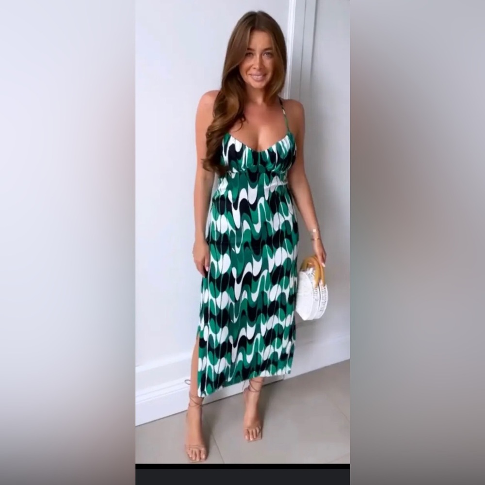 Zara green slip dress